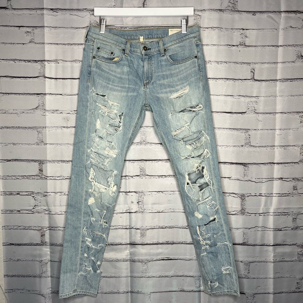 Rag & Bone The Dre Thrasher Distressed Boyfriend Jeans 28 Light Wash Streetwear